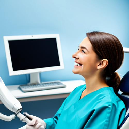 **Prompt:** A dentist using a digital scanner inside a modern dental clinic, examining a patient's teeth. The clinic has advanced equipment. Focus on the technology and the dentist's professionalism. fully clothed, appropriate attire, safe for work, perfect anatomy, natural proportions, professional photography, high quality.