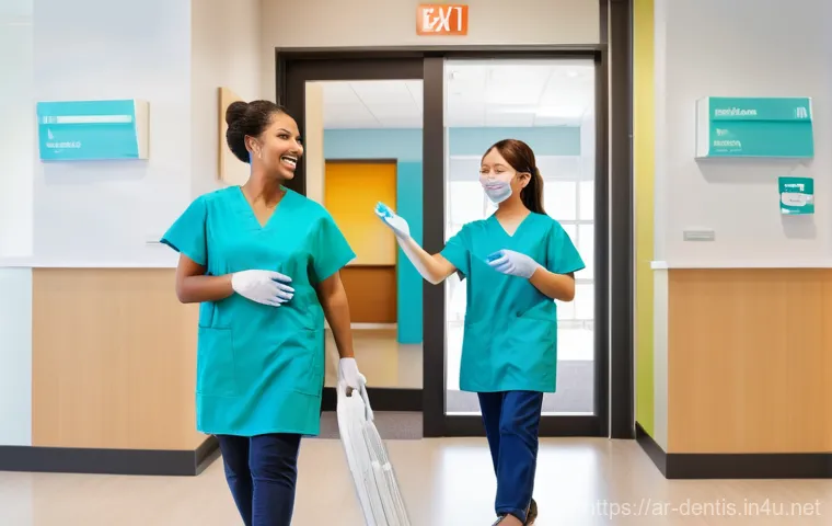치과 환자 유지와 리텐션 방법 - **Prompt 2: Modern Technology and Patient Education**
    "A male dentist, in his 40s, wearing clean...