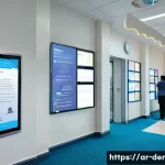 치과 환자 리뷰 관리 방법 - A modern Middle Eastern medical clinic reception area bustling with diverse patients and staff, feat...