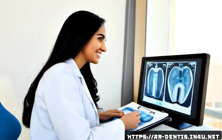 치과 진료 기록의 법적 중요성 - Photorealistic modern dental clinic in an Arab city, an Arab female dentist in modest professional a...